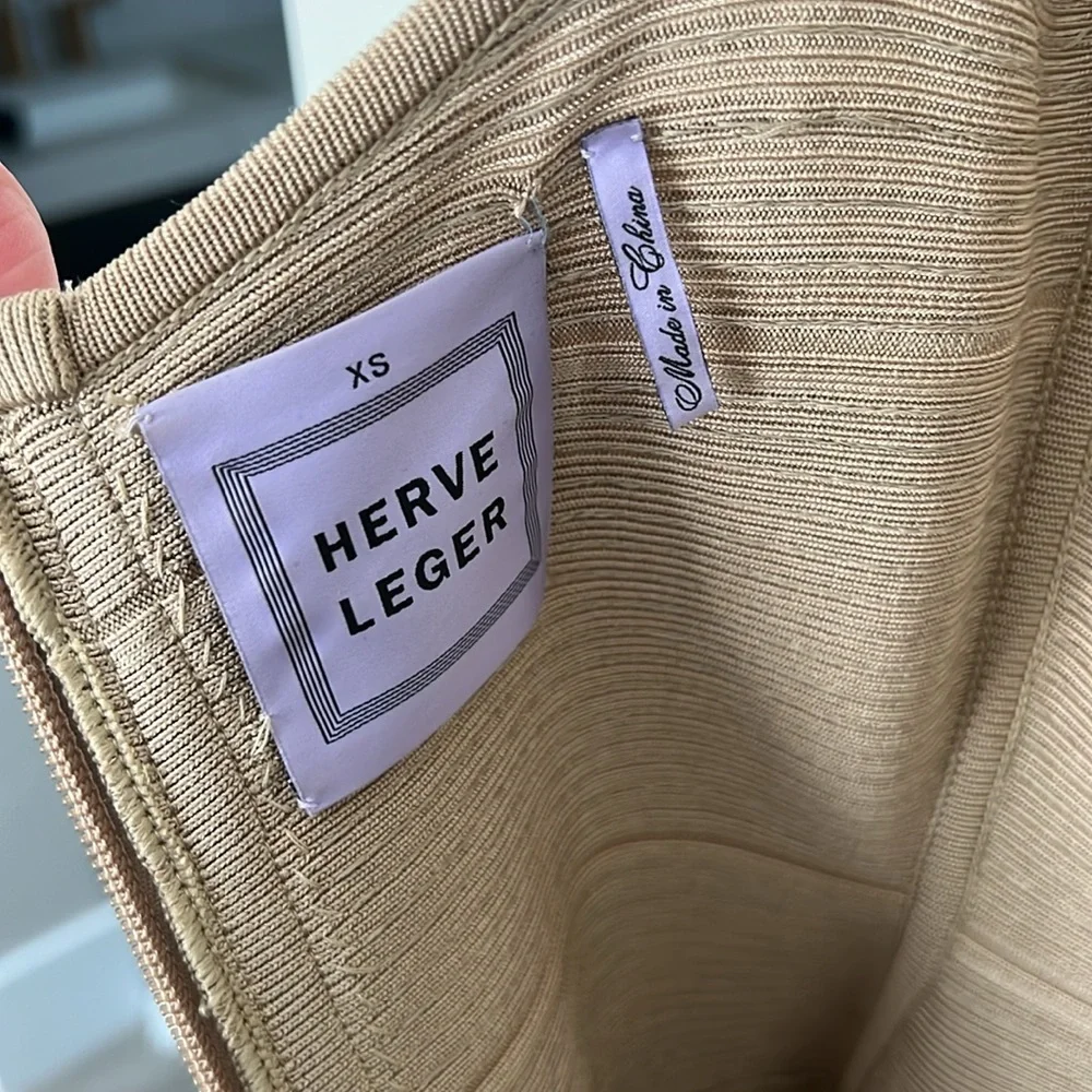 COPY - Herve Leger Antique Gold Sequin Bodycon Dress - Picture 4 of 5